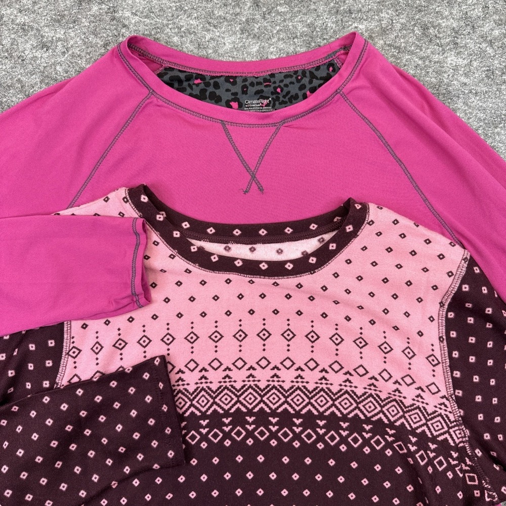 Cuddl Duds lot of 2 shirts women's large pink nordic stretch long sleeve casual